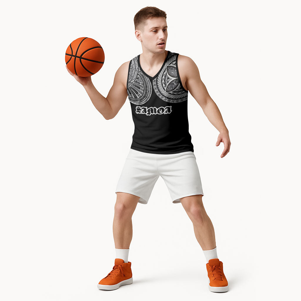Samoa Traditional Tattoo Basketball Jersey Tribal Tatau Pattern LT03 - Polynesian Pride