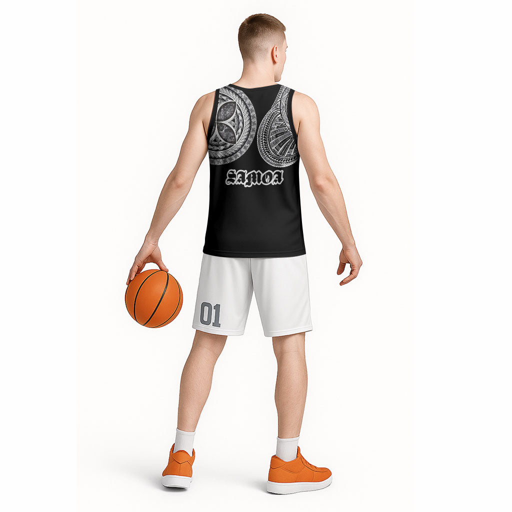 Samoa Traditional Tattoo Basketball Jersey Tribal Tatau Pattern LT03 - Polynesian Pride