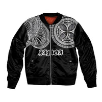 Samoa Traditional Tattoo Bomber Jacket Tribal Tatau Pattern LT03 Unisex Black - Polynesian Pride