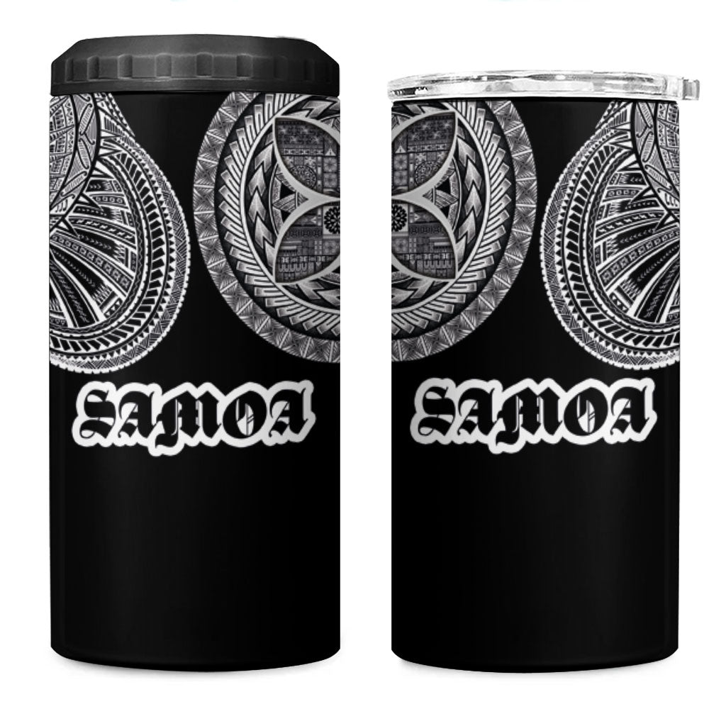 Samoa Traditional Tattoo 4 in 1 Can Cooler Tumbler Tribal Tatau Pattern LT03 One Size: 16 oz Black - Polynesian Pride