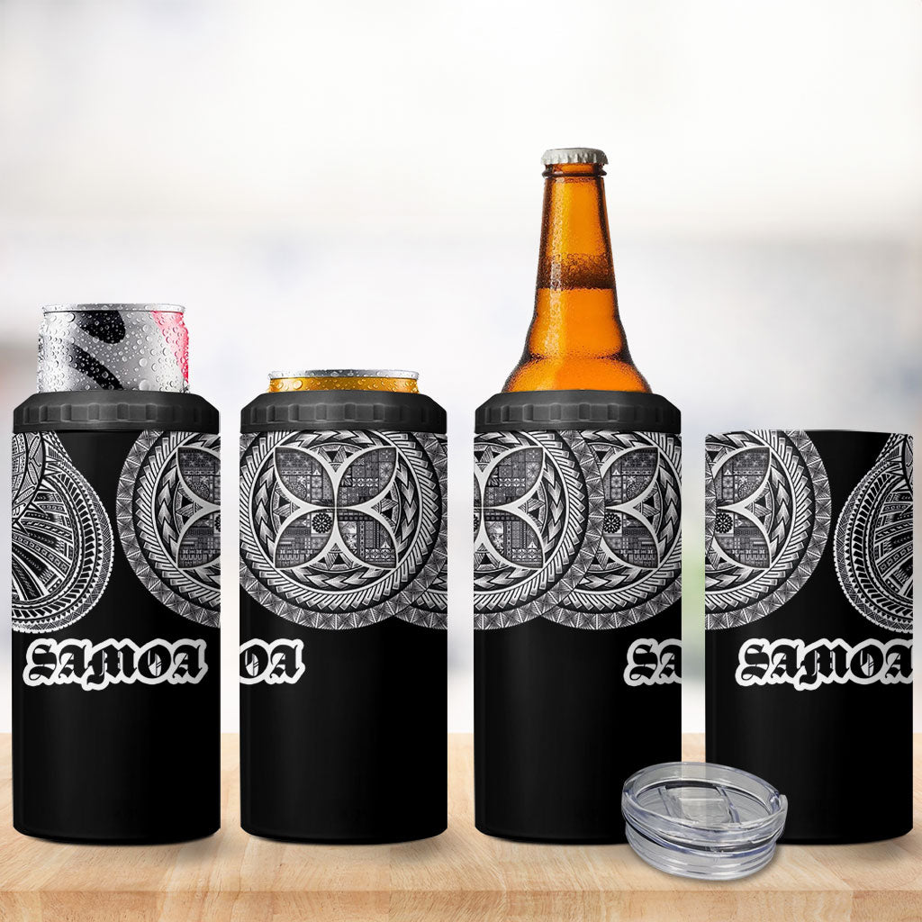 Samoa Traditional Tattoo 4 in 1 Can Cooler Tumbler Tribal Tatau Pattern LT03 - Polynesian Pride