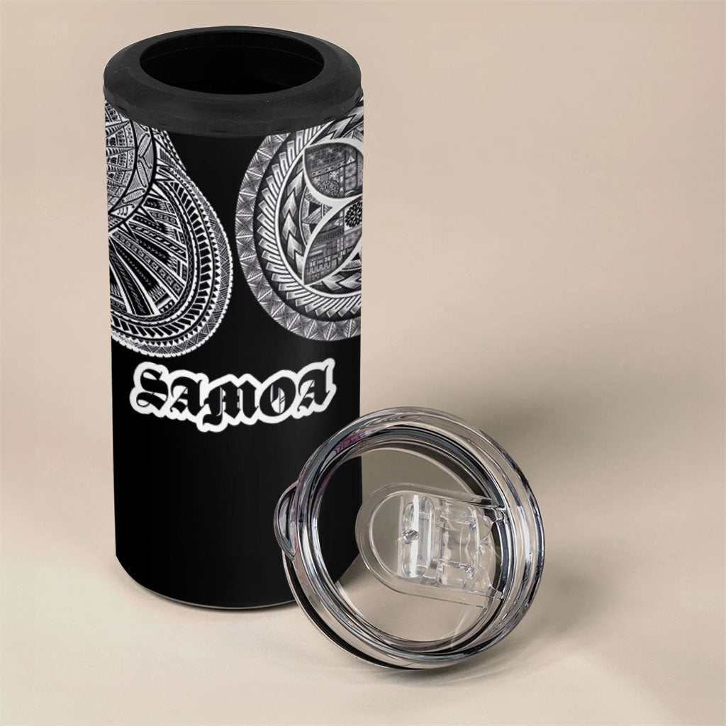 Samoa Traditional Tattoo 4 in 1 Can Cooler Tumbler Tribal Tatau Pattern LT03 - Polynesian Pride