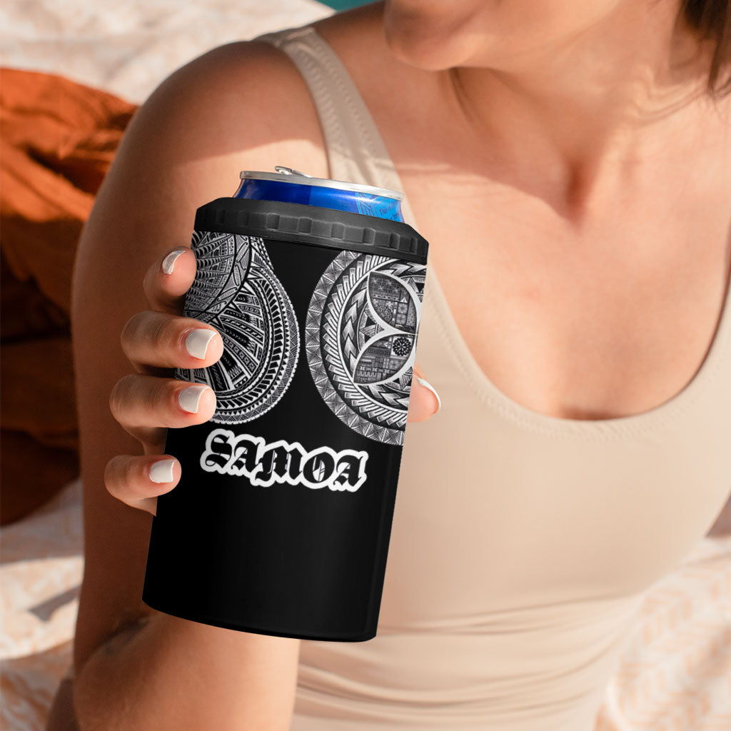 Samoa Traditional Tattoo 4 in 1 Can Cooler Tumbler Tribal Tatau Pattern LT03 - Polynesian Pride