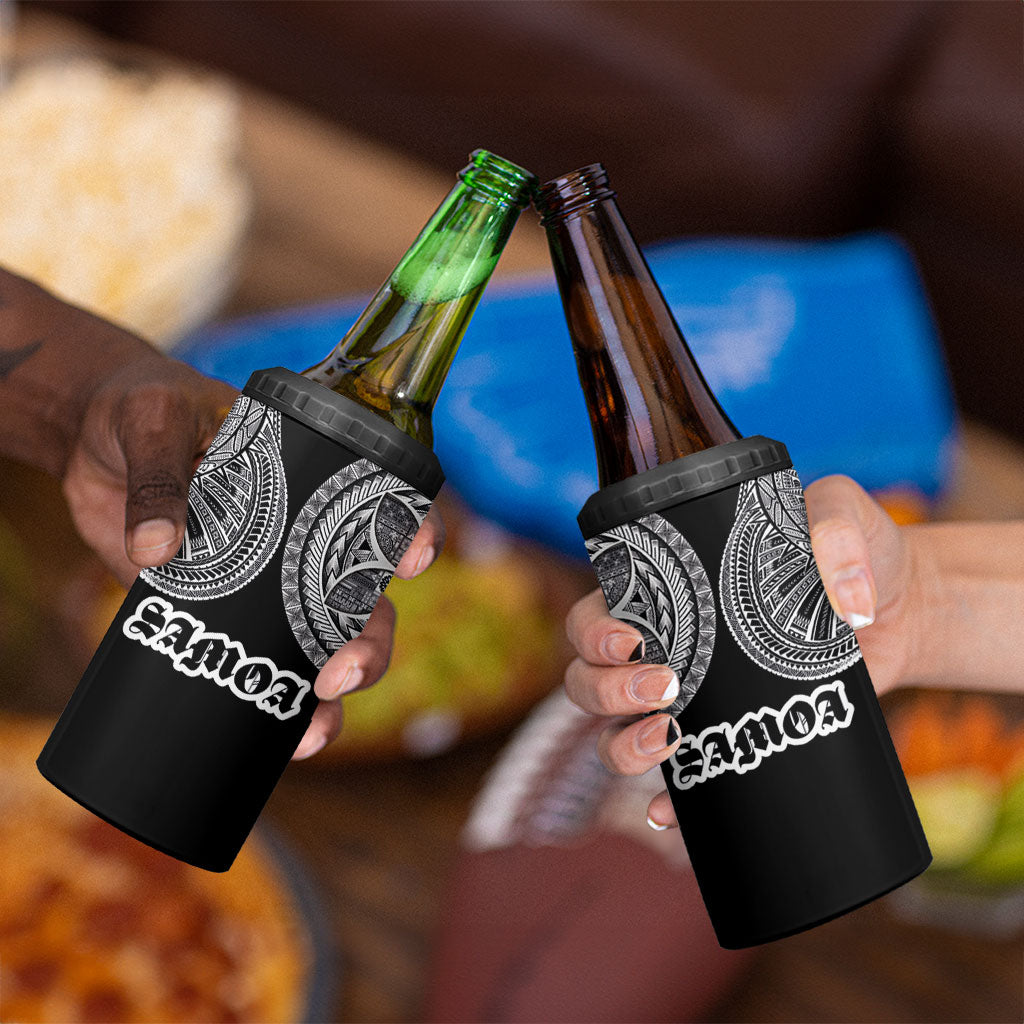 Samoa Traditional Tattoo 4 in 1 Can Cooler Tumbler Tribal Tatau Pattern LT03 - Polynesian Pride
