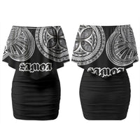 Samoa Traditional Tattoo Couples Matching Off Shoulder Short Dress and Long Sleeve Button Shirt Tribal Tatau Pattern LT03 - Polynesian Pride