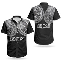 Samoa Traditional Tattoo Couples Matching Short Sleeve Bodycon Dress and Hawaiian Shirt Tribal Tatau Pattern LT03 - Polynesian Pride