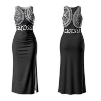 Samoa Traditional Tattoo Couples Matching Tank Maxi Dress and Long Sleeve Button Shirt Tribal Tatau Pattern LT03 - Polynesian Pride