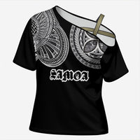 Samoa Traditional Tattoo Cross Shoulder Shirt Tribal Tatau Pattern LT03 Female Black - Polynesian Pride