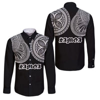 Samoa Traditional Tattoo Family Matching Mermaid Dress and Hawaiian Shirt Tribal Tatau Pattern LT03 Dad's Shirt - Long Sleeve Black - Polynesian Pride