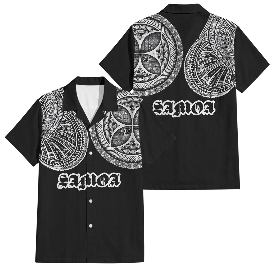 Samoa Traditional Tattoo Family Matching Tank Maxi Dress and Hawaiian Shirt Tribal Tatau Pattern LT03 Dad's Shirt - Short Sleeve Black - Polynesian Pride