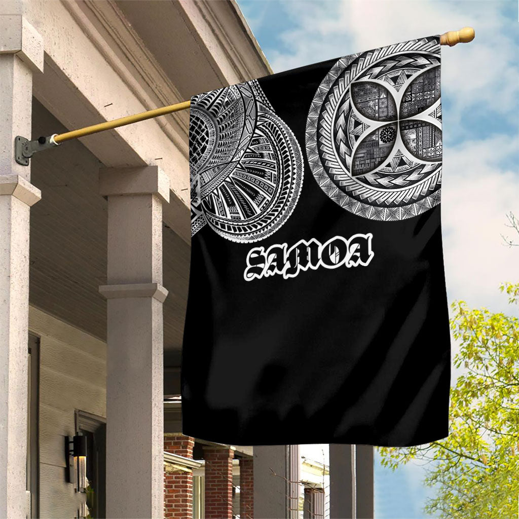 Samoa Traditional Tattoo Garden Flag Tribal Tatau Pattern LT03 House Flag Black - Polynesian Pride