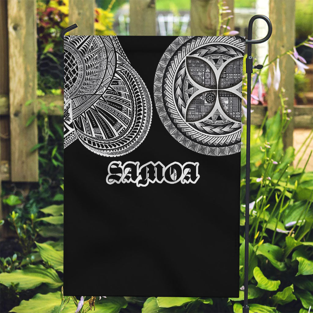 Samoa Traditional Tattoo Garden Flag Tribal Tatau Pattern LT03 Garden Flag Black - Polynesian Pride