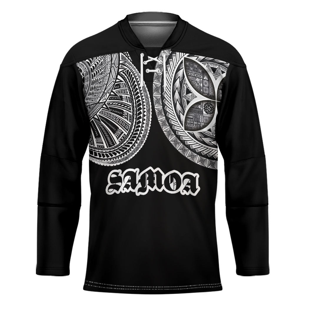 Samoa Traditional Tattoo Hockey Jersey Tribal Tatau Pattern LT03 Unisex Black - Polynesian Pride