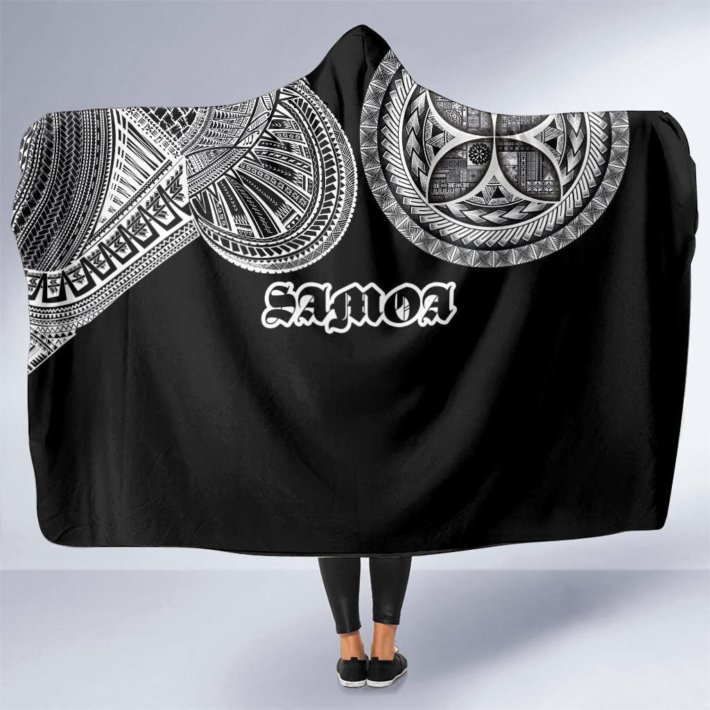 Samoa Traditional Tattoo Hooded Blanket Tribal Tatau Pattern LT03 One Size Black - Polynesian Pride
