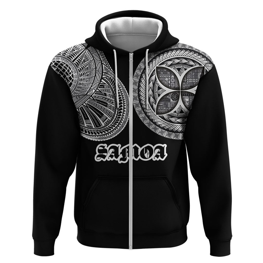 Samoa Traditional Tattoo Hoodie Tribal Tatau Pattern LT03 Zip Hoodie Black - Polynesian Pride