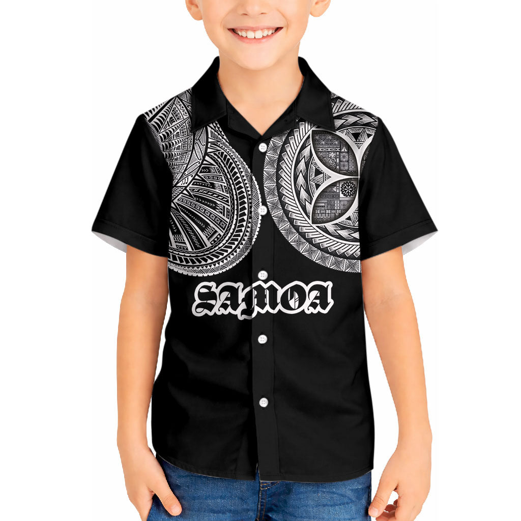 Samoa Traditional Tattoo Kid Hawaiian Shirt Tribal Tatau Pattern LT03 Kid Black - Polynesian Pride