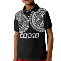 Samoa Traditional Tattoo Kid Polo Shirt Tribal Tatau Pattern LT03 Kid Black - Polynesian Pride