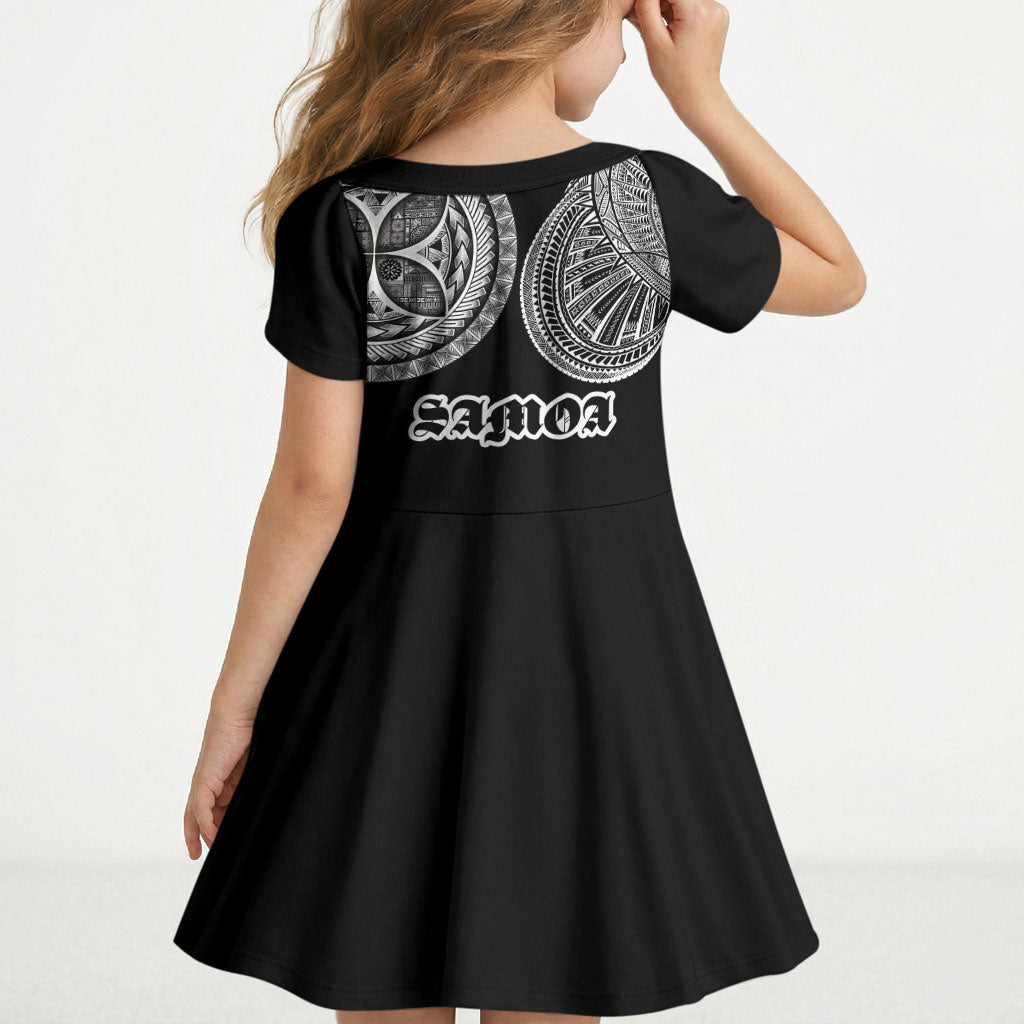 Samoa Traditional Tattoo Kid Short Sleeve Dress Tribal Tatau Pattern LT03 - Polynesian Pride
