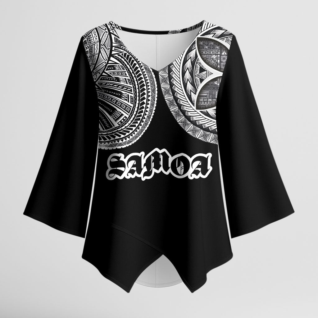 Samoa Traditional Tattoo Kimono Sleeve Blouse Tribal Tatau Pattern LT03 Female Black - Polynesian Pride