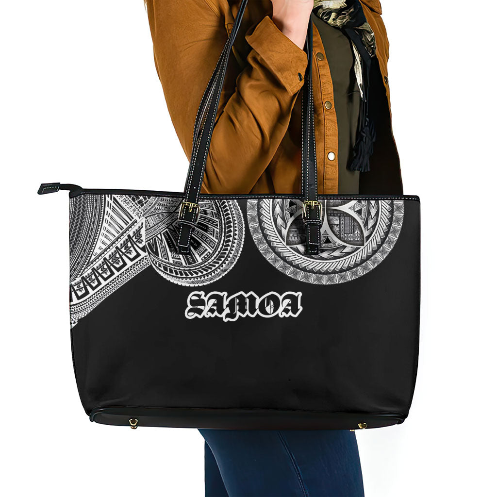 Samoa Traditional Tattoo Leather Tote Bag Tribal Tatau Pattern LT03 - Polynesian Pride