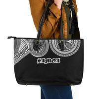 Samoa Traditional Tattoo Leather Tote Bag Tribal Tatau Pattern LT03 - Polynesian Pride