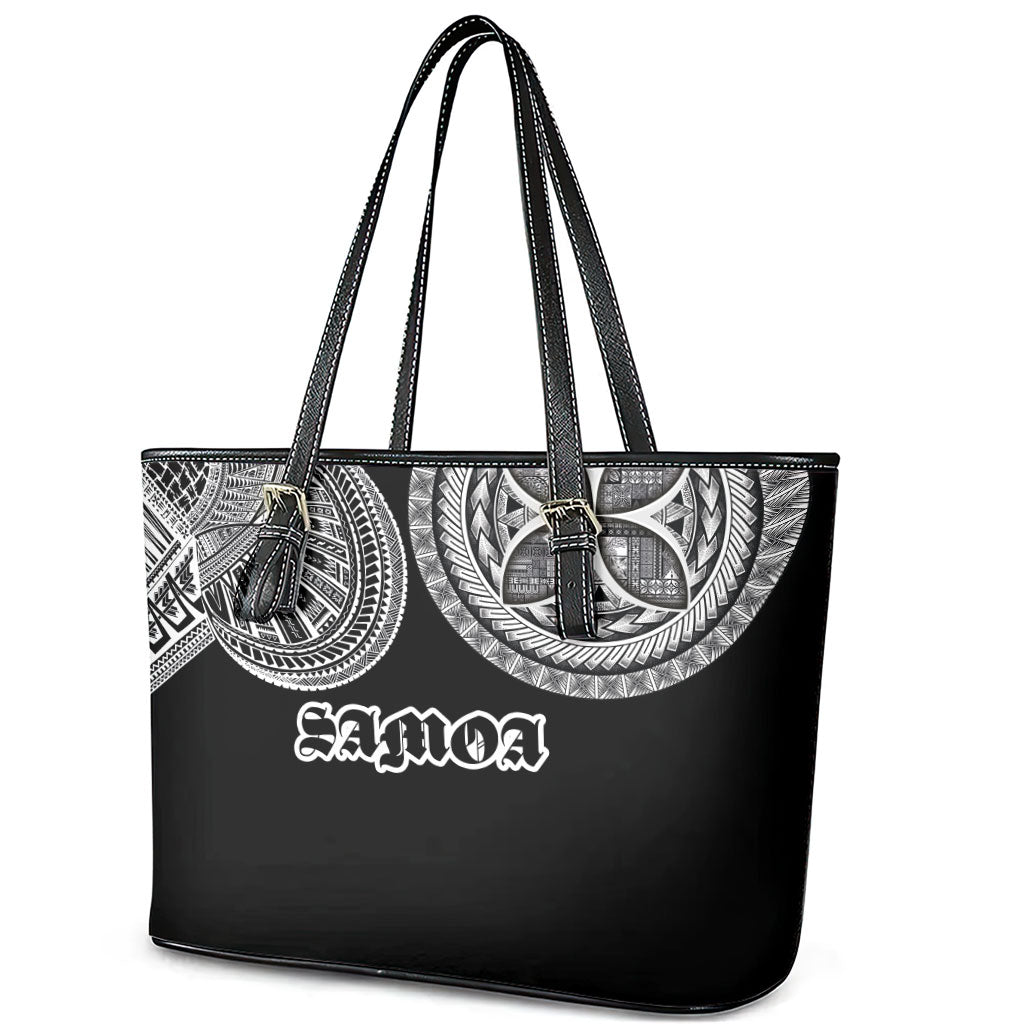 Samoa Traditional Tattoo Leather Tote Bag Tribal Tatau Pattern LT03 - Polynesian Pride