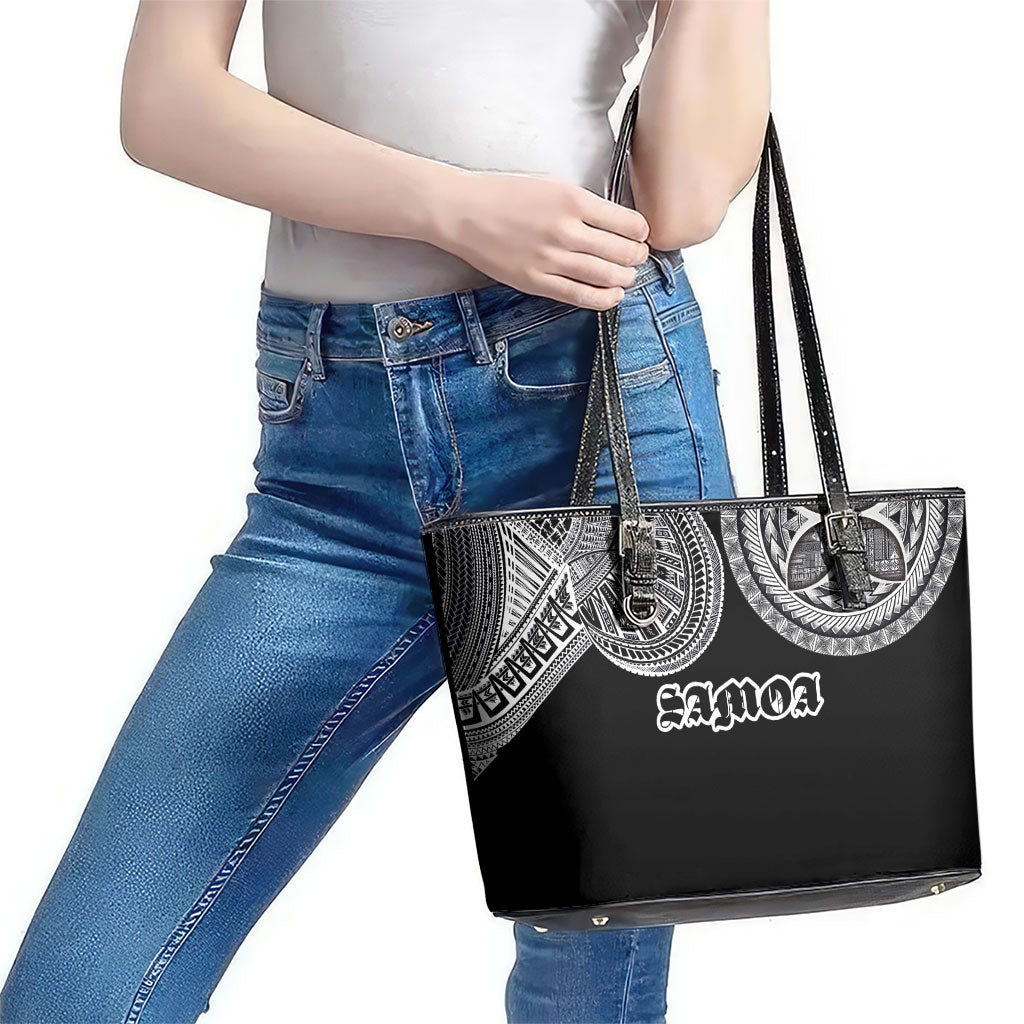 Samoa Traditional Tattoo Leather Tote Bag Tribal Tatau Pattern LT03 - Polynesian Pride