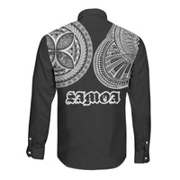 Samoa Traditional Tattoo Long Sleeve Button Shirt Tribal Tatau Pattern LT03 - Polynesian Pride