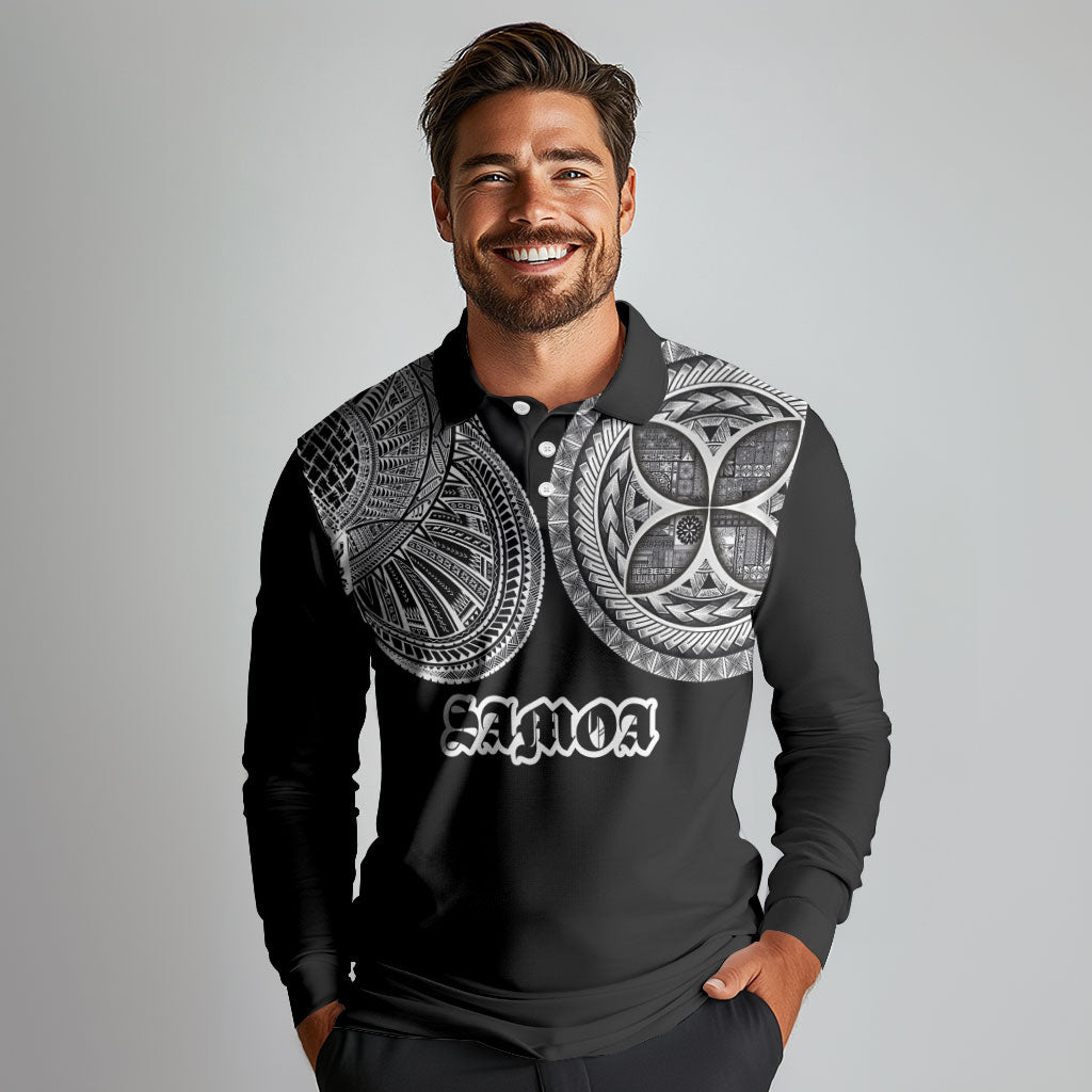 Samoa Traditional Tattoo Long Sleeve Polo Shirt Tribal Tatau Pattern LT03 - Polynesian Pride
