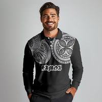 Samoa Traditional Tattoo Long Sleeve Polo Shirt Tribal Tatau Pattern LT03 - Polynesian Pride
