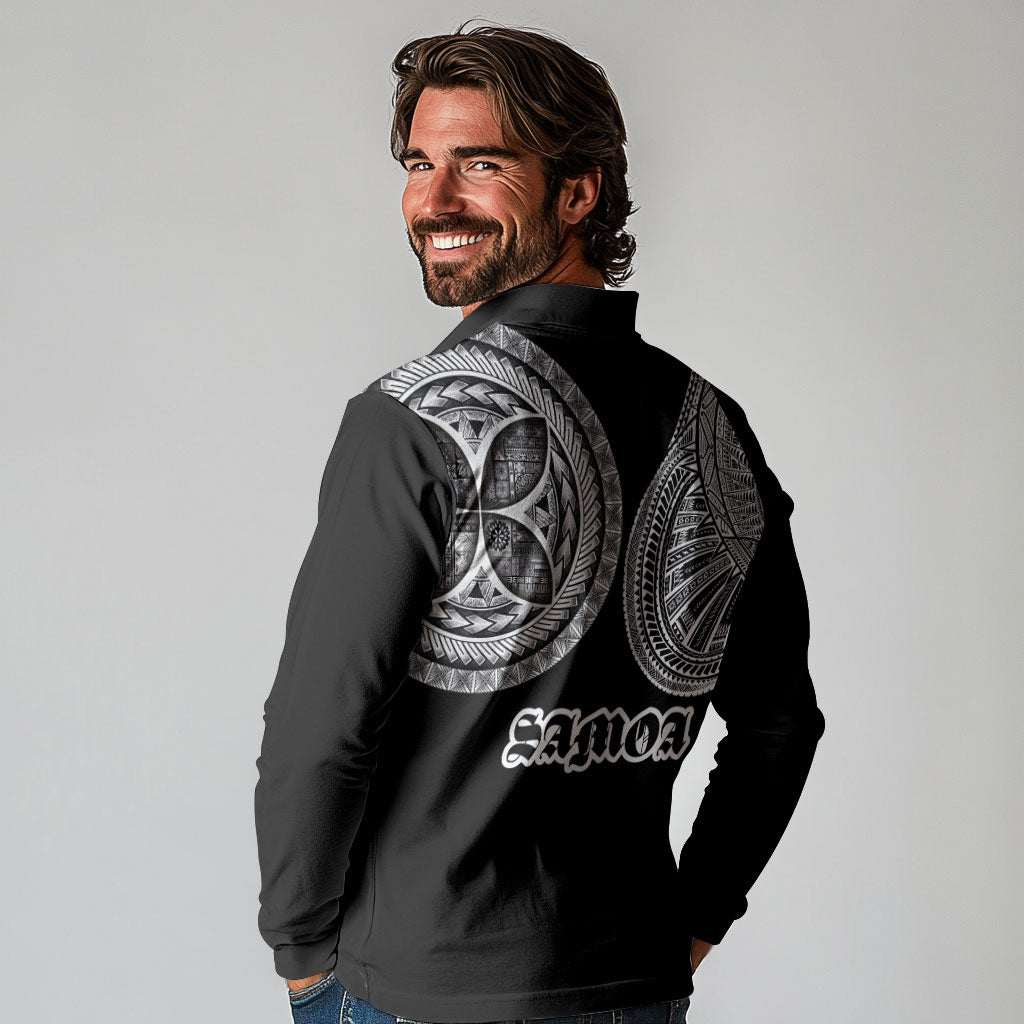 Samoa Traditional Tattoo Long Sleeve Polo Shirt Tribal Tatau Pattern LT03 - Polynesian Pride