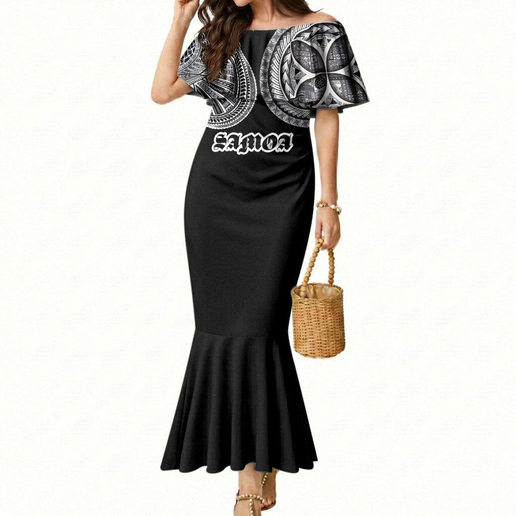 Samoa Traditional Tattoo Mermaid Dress Tribal Tatau Pattern LT03 Women Black - Polynesian Pride
