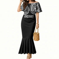 Samoa Traditional Tattoo Mermaid Dress Tribal Tatau Pattern LT03 Women Black - Polynesian Pride