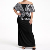 Samoa Traditional Tattoo Off Shoulder Maxi Dress Tribal Tatau Pattern LT03 Women Black - Polynesian Pride