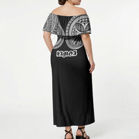 Samoa Traditional Tattoo Off Shoulder Maxi Dress Tribal Tatau Pattern LT03 - Polynesian Pride