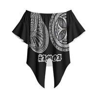 Samoa Traditional Tattoo Off Shoulder Wrap Waist Top Tribal Tatau Pattern LT03 Black - Polynesian Pride