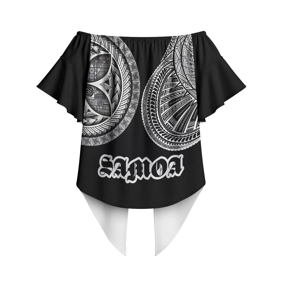 Samoa Traditional Tattoo Off Shoulder Wrap Waist Top Tribal Tatau Pattern LT03 - Polynesian Pride