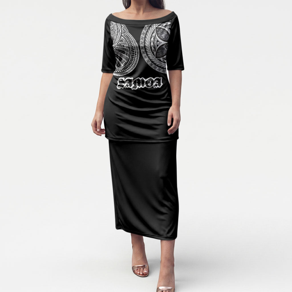 Samoa Traditional Tattoo Puletasi Tribal Tatau Pattern LT03 Long Dress Black - Polynesian Pride