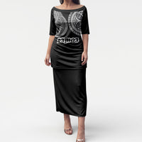 Samoa Traditional Tattoo Puletasi Tribal Tatau Pattern LT03 Long Dress Black - Polynesian Pride