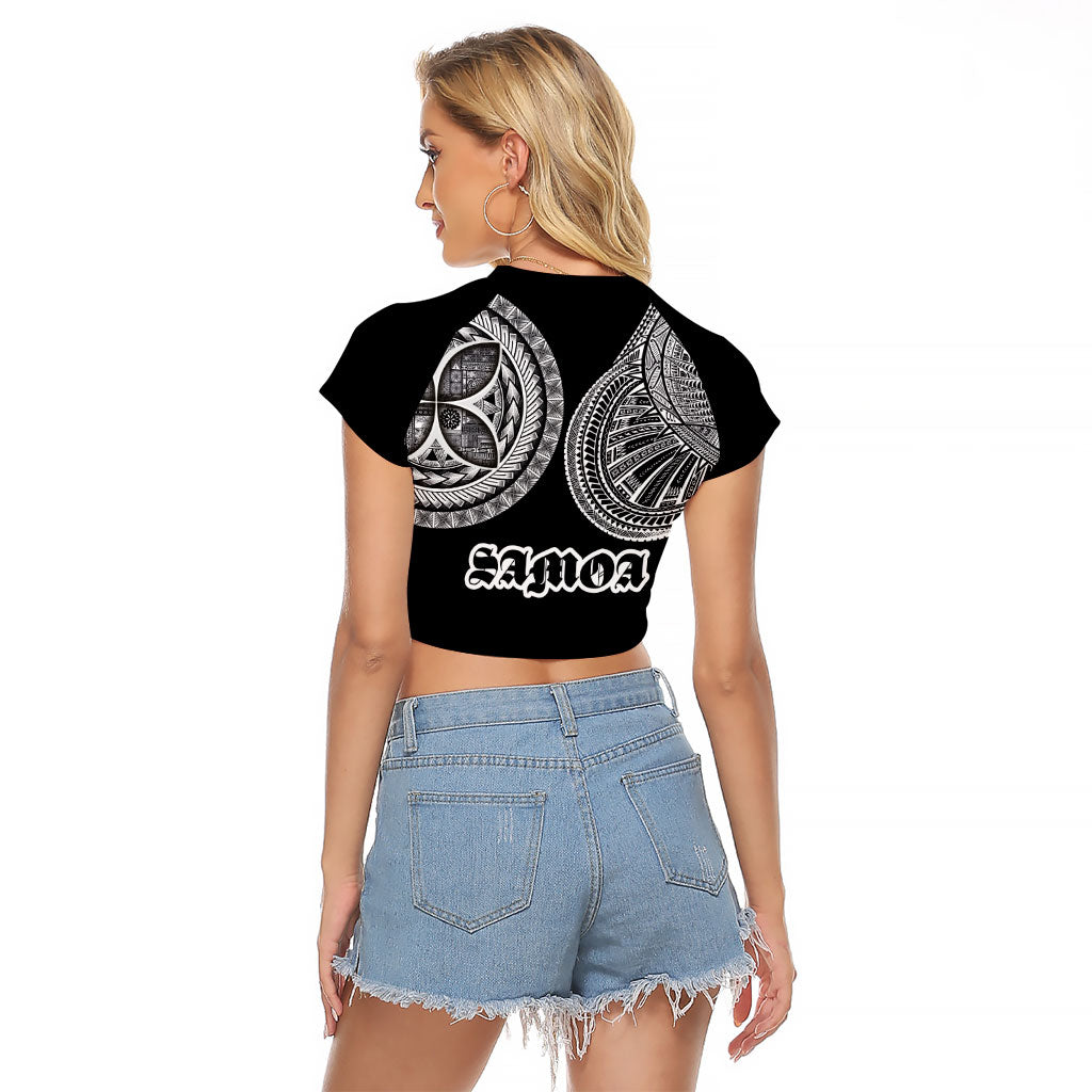 Samoa Traditional Tattoo Raglan Cropped T Shirt Tribal Tatau Pattern LT03 - Polynesian Pride