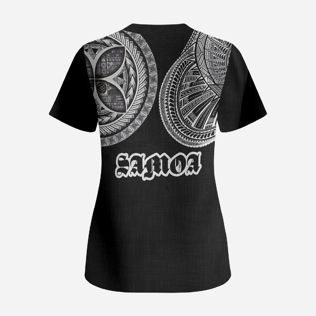 Samoa Traditional Tattoo Scrub Top Tribal Tatau Pattern LT03 - Polynesian Pride
