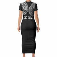Samoa Traditional Tattoo Short Sleeve Bodycon Dress Tribal Tatau Pattern LT03 - Polynesian Pride