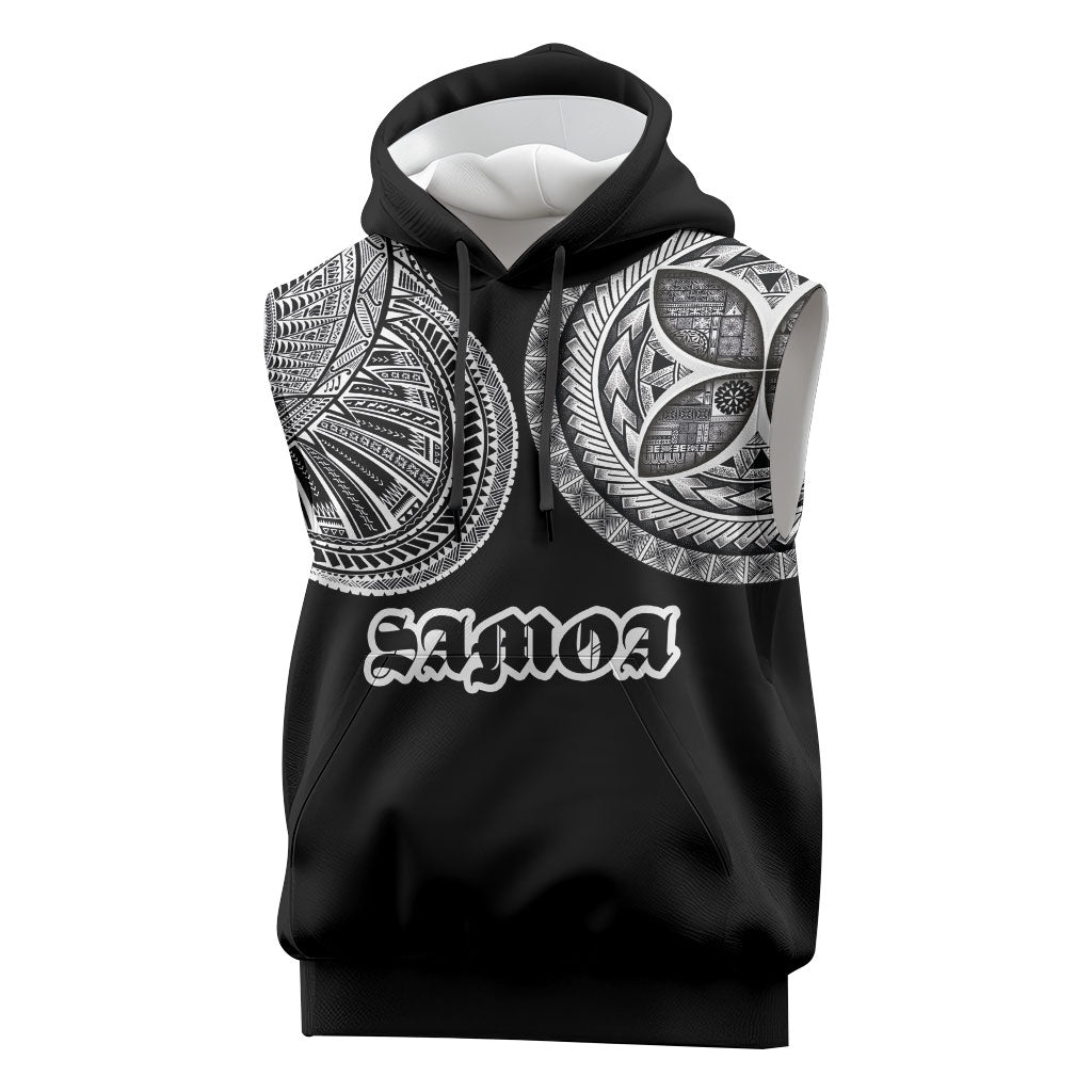 Samoa Traditional Tattoo Sleeveless Hoodie Tribal Tatau Pattern LT03 Black - Polynesian Pride