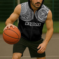 Samoa Traditional Tattoo Sleeveless Zip Hoodie Tribal Tatau Pattern LT03 - Polynesian Pride