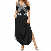 Samoa Traditional Tattoo Summer Maxi Dress Tribal Tatau Pattern LT03 Women Black - Polynesian Pride