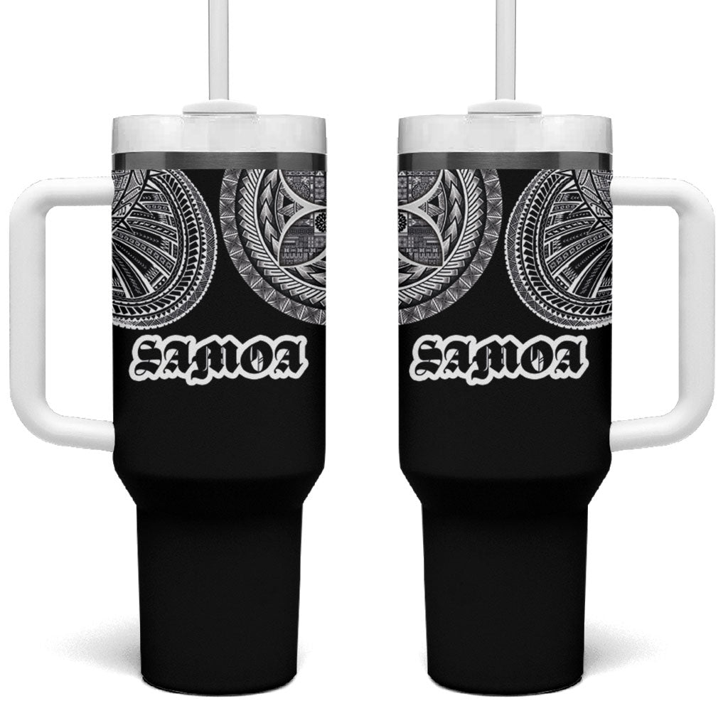 Samoa Traditional Tattoo Tumbler With Handle Tribal Tatau Pattern LT03 One Size: 40 oz Black - Polynesian Pride