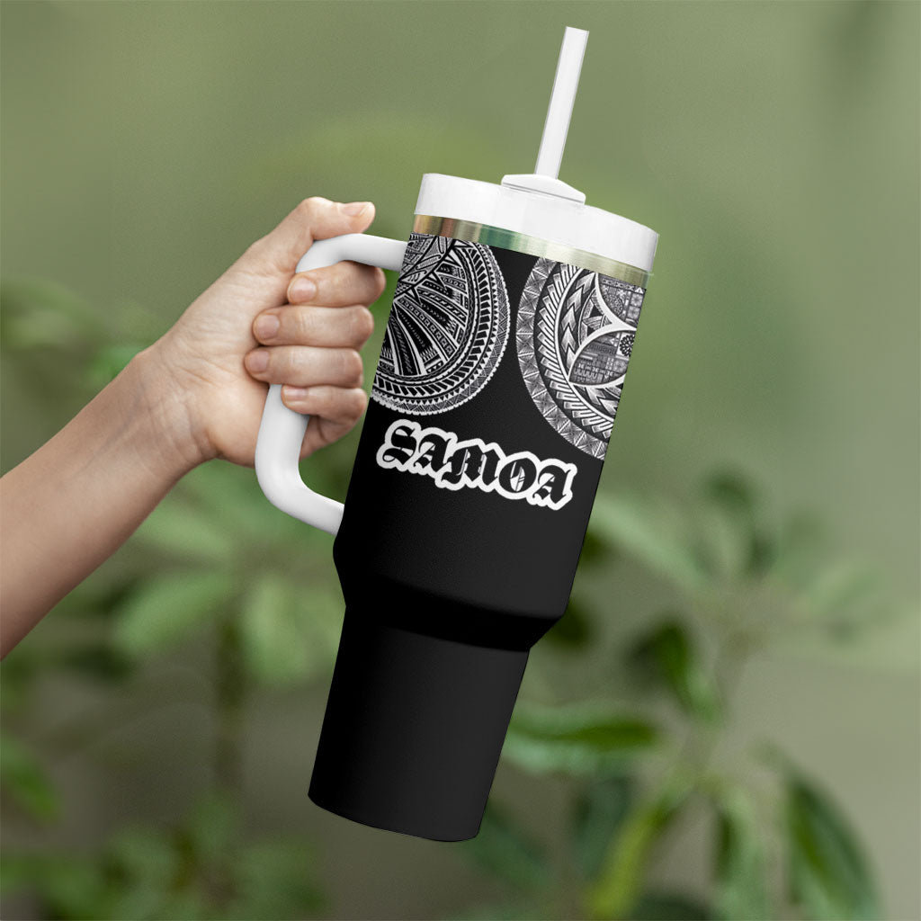 Samoa Traditional Tattoo Tumbler With Handle Tribal Tatau Pattern LT03 - Polynesian Pride