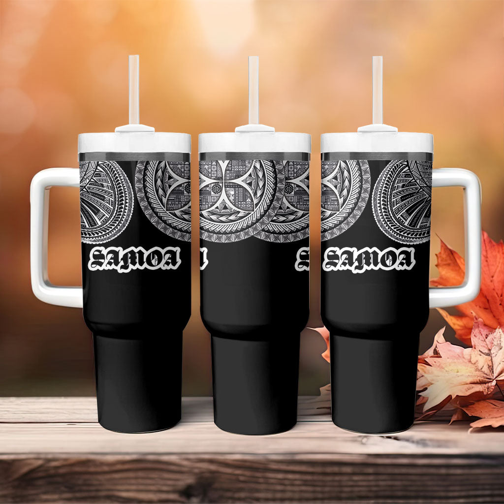 Samoa Traditional Tattoo Tumbler With Handle Tribal Tatau Pattern LT03 - Polynesian Pride