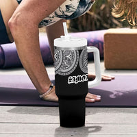 Samoa Traditional Tattoo Tumbler With Handle Tribal Tatau Pattern LT03 - Polynesian Pride