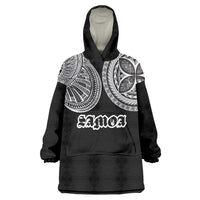 Samoa Traditional Tattoo Wearable Blanket Hoodie Tribal Tatau Pattern LT03 One Size Black - Polynesian Pride